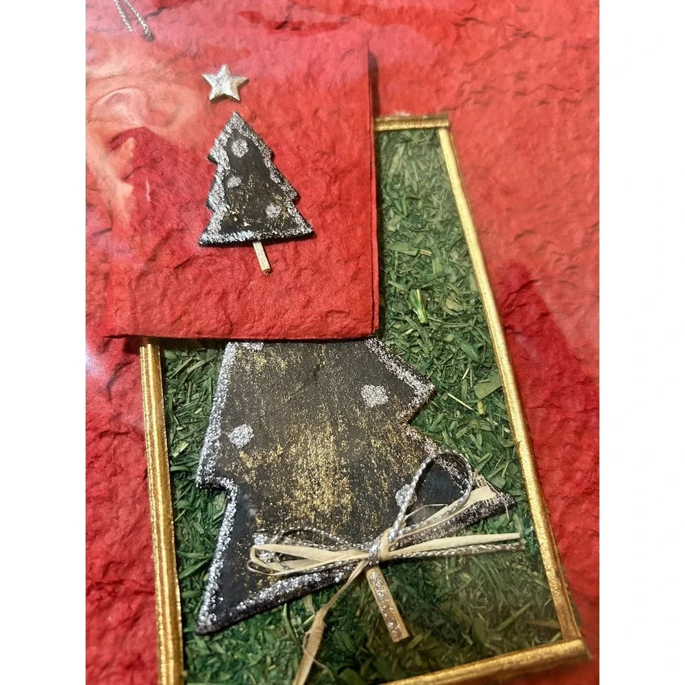 Hallmark Vintage Inspired Homemade Paper Christmas Gift Bag Lot Of 4 Red & Green